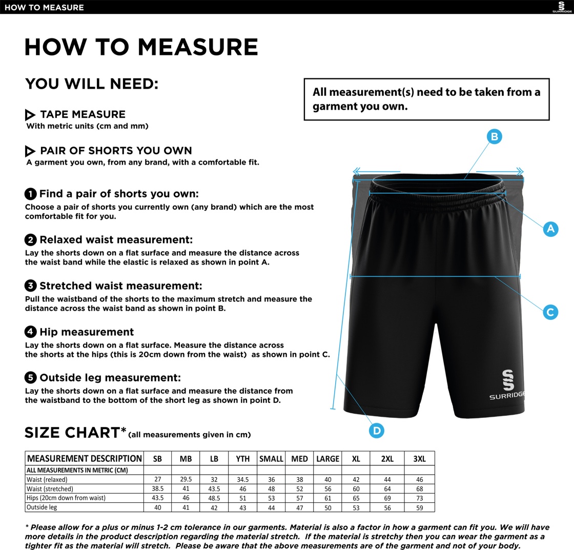 Staff Range - Ripstop Pocketed Shorts - Size Guide