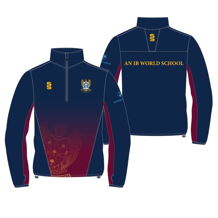 DARTFORD GRAMMAR SCHOOL 1/4 ZIP TRACK TOP NAVY/MAROON/AMBER
