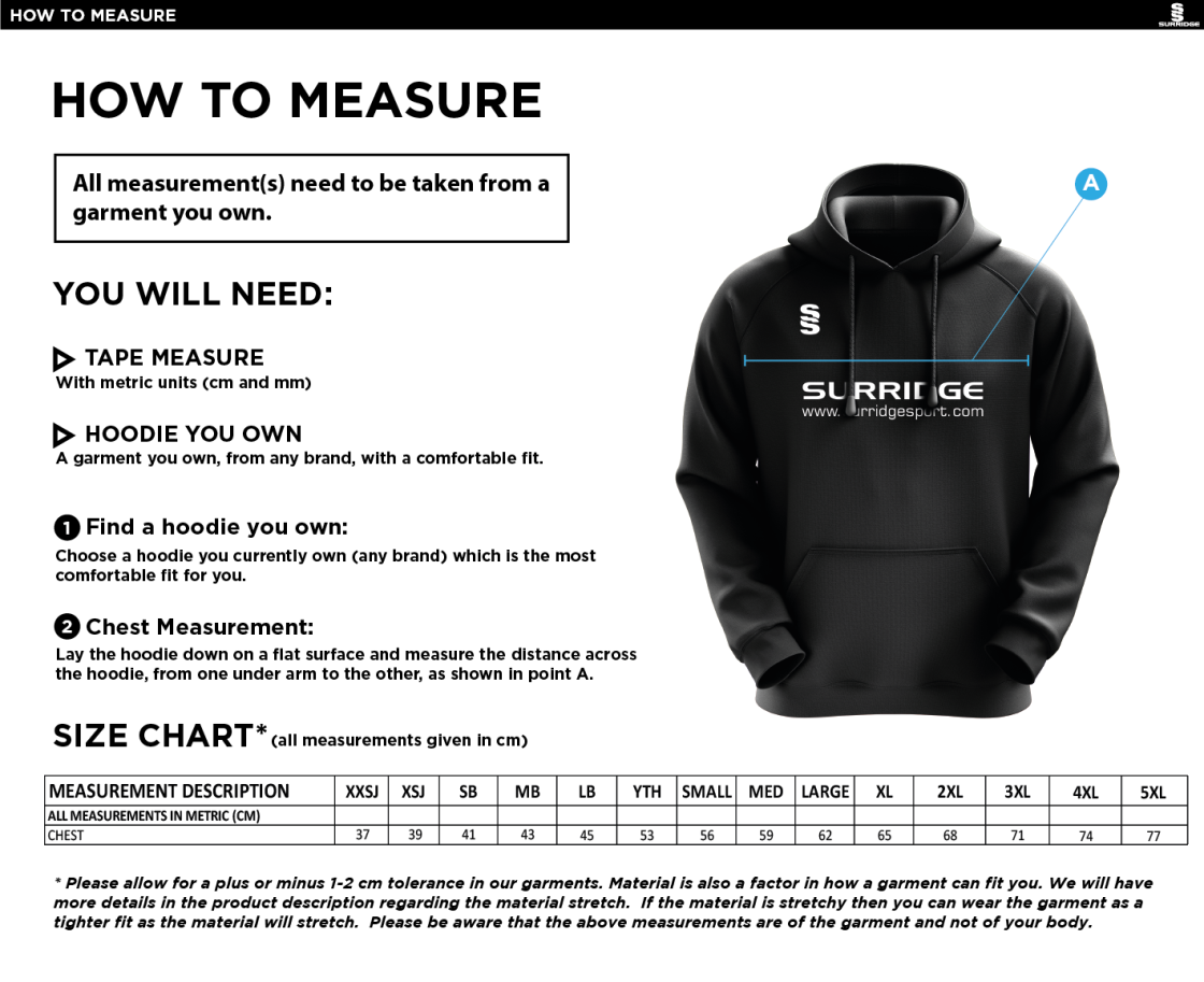 Girls 6th Form Hoodie - Size Guide